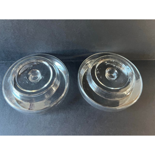 Etched Clear Glass Candle Hurricanes a Pair For Sale - Image 9 of 9