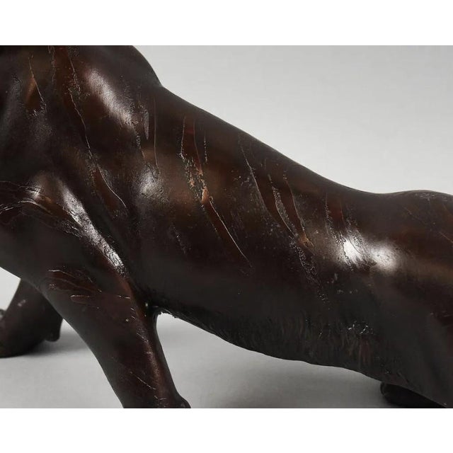 1970s C1970 Large Japanese Cast Bronze Iron Tiger For Sale - Image 5 of 6