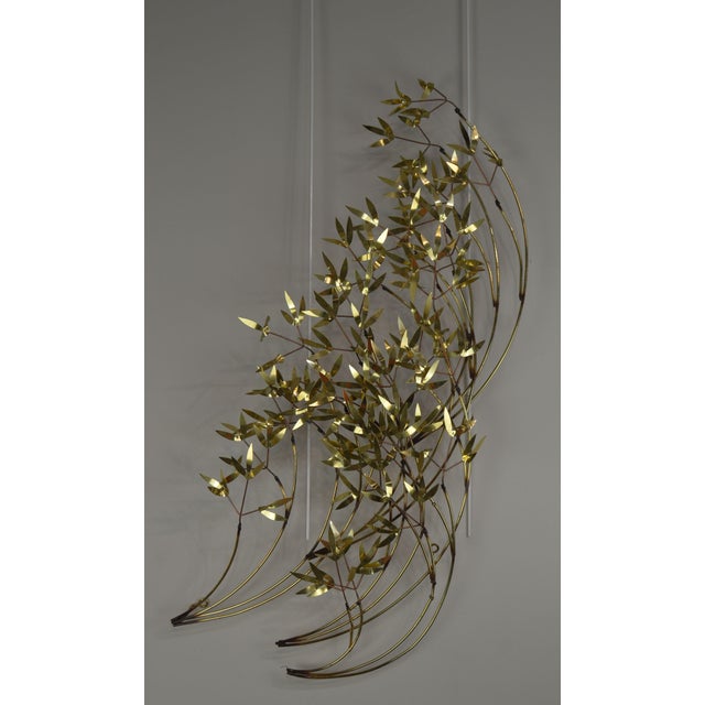 Curtis Jere Mid Century Modern Brass Bamboo Leaves Wall Sculpture