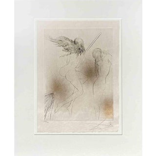 Witch with Broomstick Etching, Surrealist, 1968, Edition 105/145, 1960s, Etching For Sale