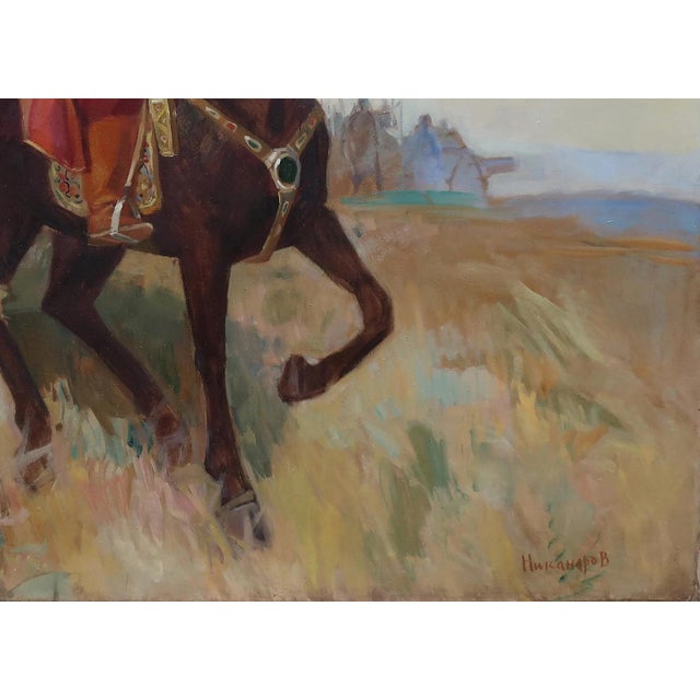 Ukrainian Cossacks Oil Painting, Antique Soviet Art by Nikanorov 143-198 For Sale - Image 4 of 6