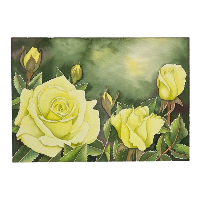 Jo Cartwright Yellow Roses Watercolor For Sale