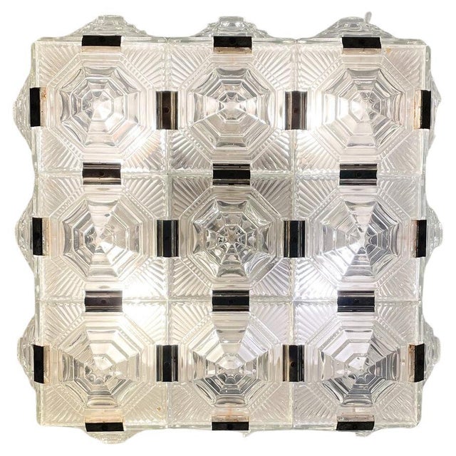 Silver Mid-Century Modern Wall or Ceiling Light in Glass, 1960s For Sale - Image 8 of 8