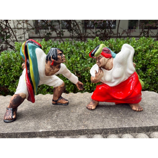 1950s Pair of Brayton Laguna Glazed Pottery Figures For Sale In Houston - Image 6 of 10