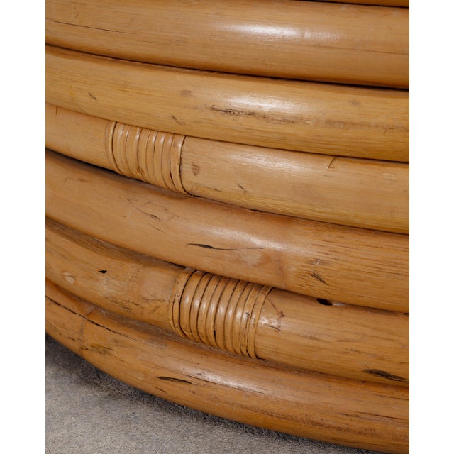 Mid-Century 7 Strand Paul Frankl Style Stacked Rattan Ottoman For Sale - Image 10 of 18