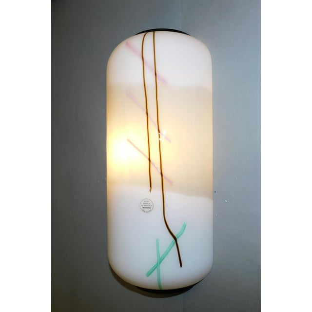20th Century Frosted White Murano Sconces - a Pair For Sale - Image 6 of 10