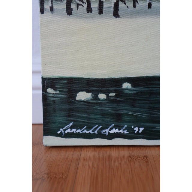 Winter Forest Scene – A tranquil winter landscape with snow-laden trees under a dramatic stormy sky, featuring a...