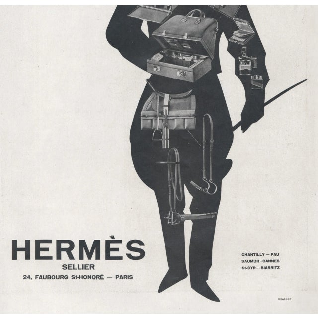 Contemporary 1928 French Art Deco Advertisement Hermes Print for the Horse Lover, Rare, Matted For Sale - Image 3 of 4