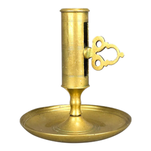 Antique Swedish Solid Brass Push-Up Candlestick Holder