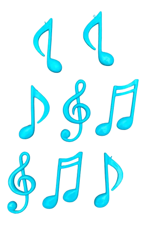 Late 20th Century Teal Music Note Ornaments - Set of 8