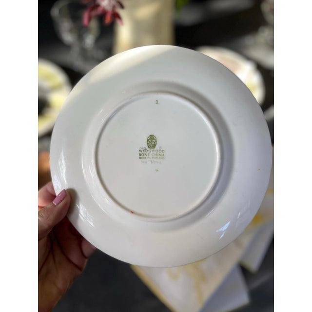 Ceramic 1940s Wedgwood Cynthia Pale Yellow and Gray Floral 8” Plates - Set of Eight (8) For Sale - Image 7 of 7