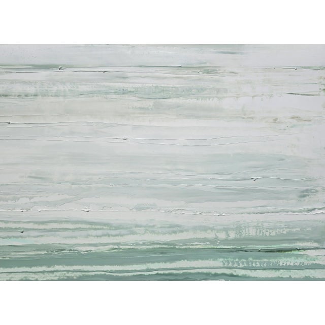 Wood 35' X 28' - 'Pacific Ocean / Palisades' - High End Shadow Box Framed Neutral Color Palette Abstract Seascape Landscape Original Oil Painting For Sale - Image 7 of 12