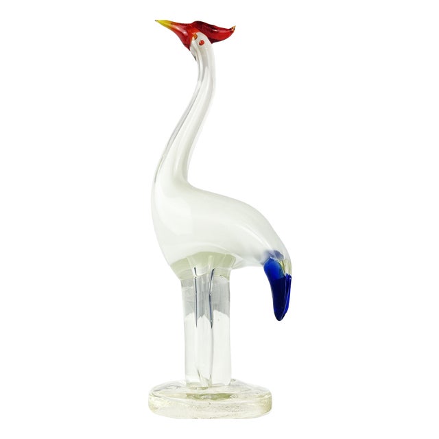 Mid-Century Modern Murano Art Glass Crane Bird Figurine from Made Murano Glass, 1970s For Sale