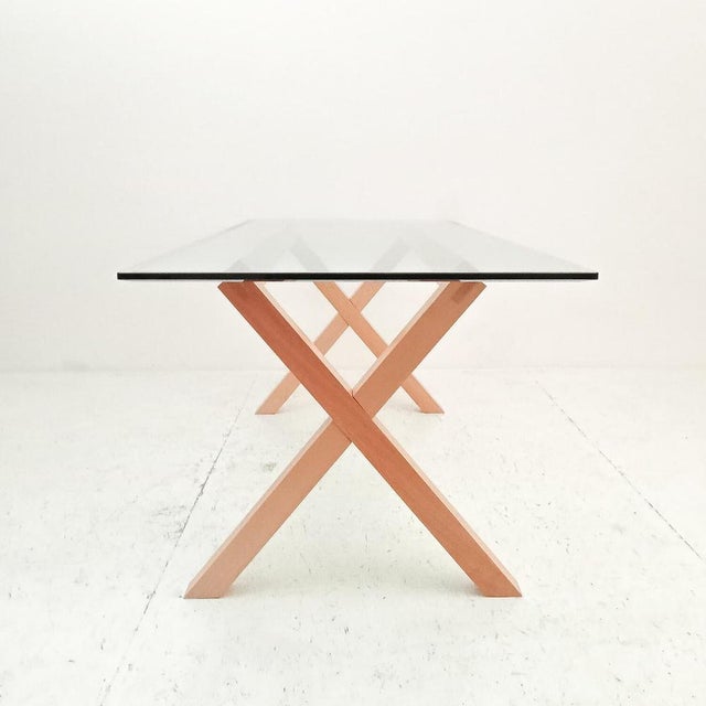 Wooden Dining Table with Glass Top For Sale - Image 3 of 18