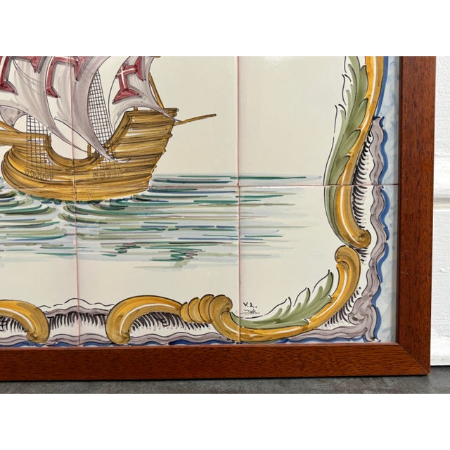 Italian Delft Inspired Majolica Tile Wall Mural Backsplash Art For Sale - Image 6 of 10