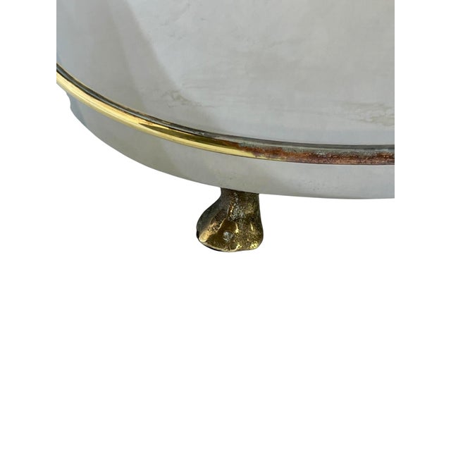 Mid 20th Century Neoclassical Silver Plate & Brass Rafraichissoir Wine Cooler / Montieth Ice Bucket With Lion Mask Handles For Sale - Image 4 of 16