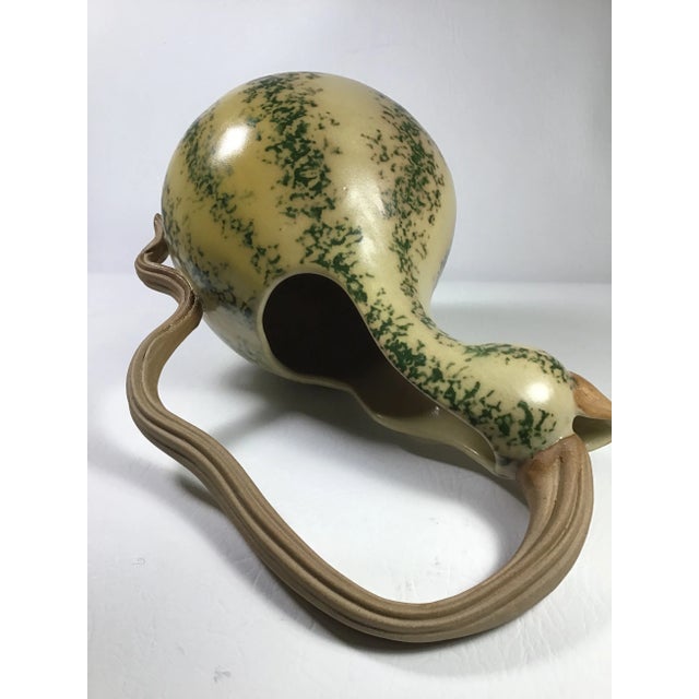 Forest Green 1999 Patricia Garrett Handmade American Pottery Gourd Pitcher For Sale - Image 8 of 9