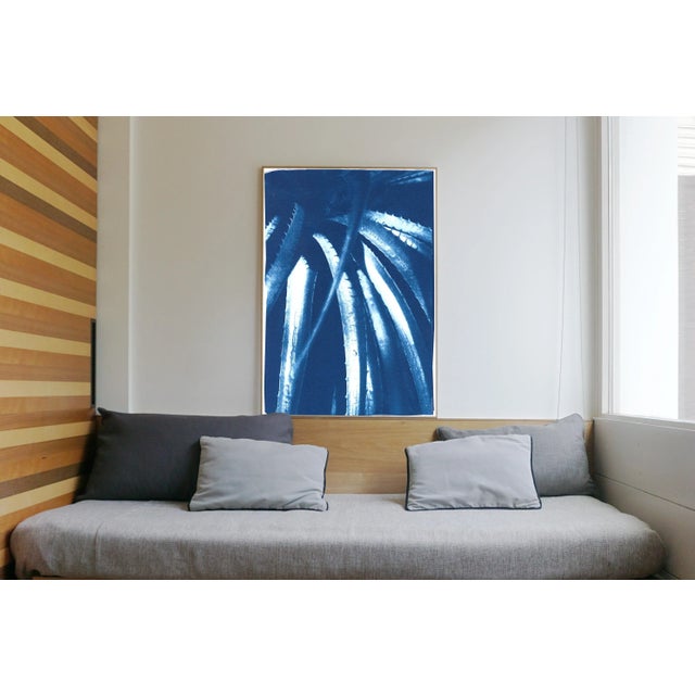 Blue 2021 "Jurassic Aloe Leaves" Contemporary Cyanotype on Watercolor Paper For Sale - Image 8 of 10