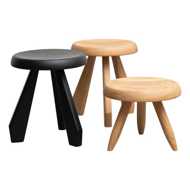 Wood Meribel Stools by Charlotte Perriand for Cassina, Set of 3 For Sale