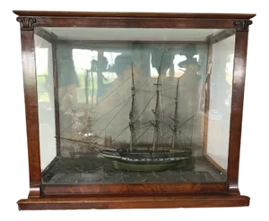 Three-Masted Sailing Ship in Display Case