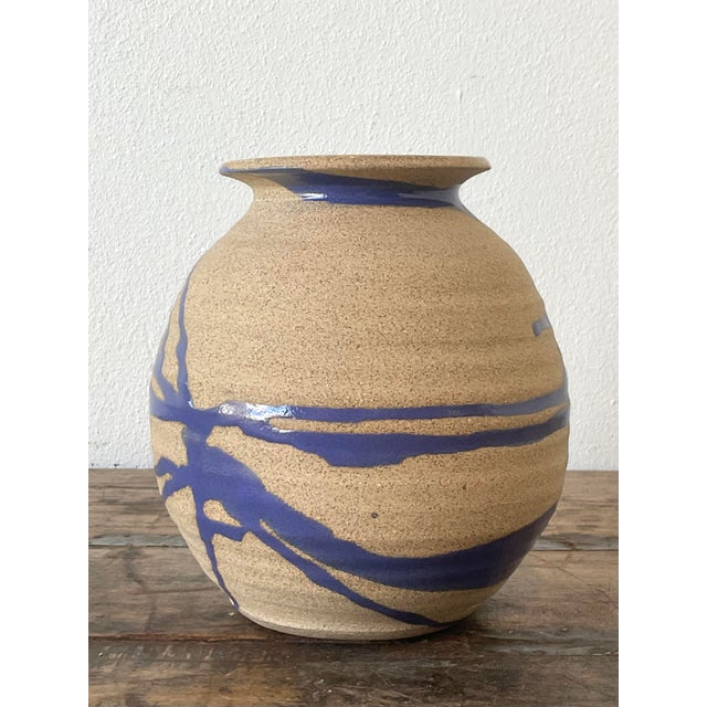 Ceramic Vintage Original Studio Pottery Drip Glaze Vase For Sale - Image 7 of 12