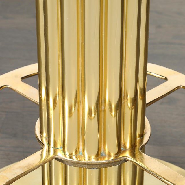 Mid-Century Designed for Leisure Fluted & Cream Upholstered Brass Counter Stool For Sale - Image 10 of 10