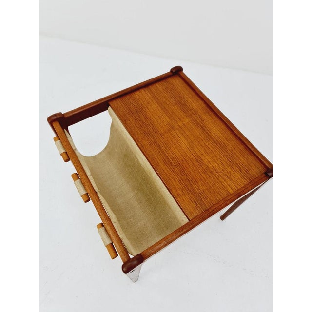 Mid-Century Danish Teak Side Table with Magazine Rack, 1960s For Sale - Image 4 of 11