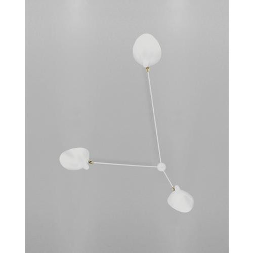 White Three Fixed Arms Spider Ceiling Lamp by Serge Mouille For Sale - Image 3 of 6