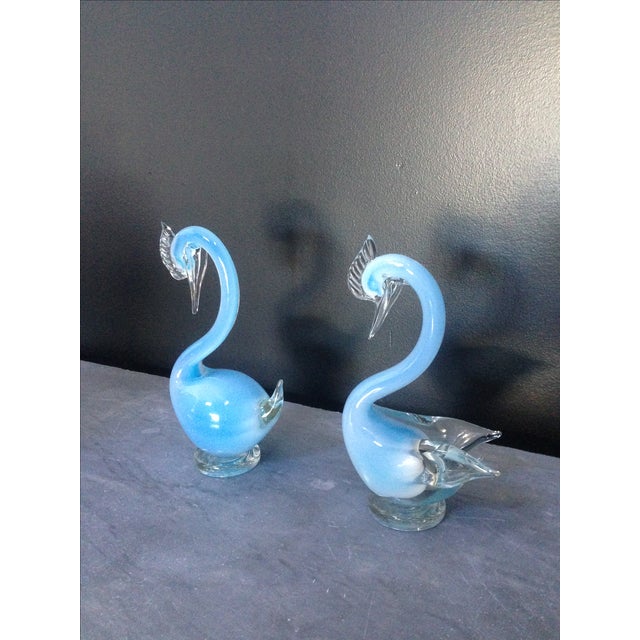 Murano Blue Swans in Murano - Pair For Sale - Image 4 of 4