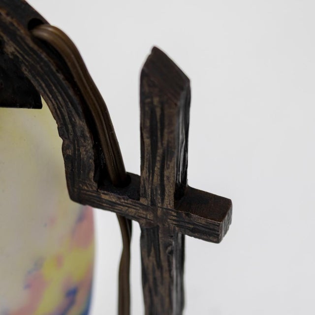 Metal French Art Deco Table Lamp from Verrerie d'Art Degué, 1930s For Sale - Image 7 of 18