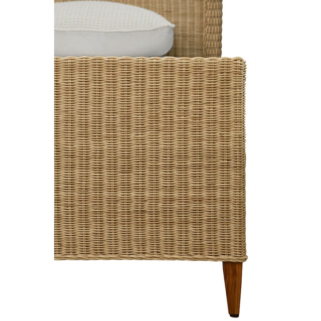 Contemporary Matthew Izzo Home Chamberlain Queen Rattan Bed Frame With Arched Headboard, Side Rails, and Footboard in Rattan With Wood Feet For Sale - Image 3 of 8