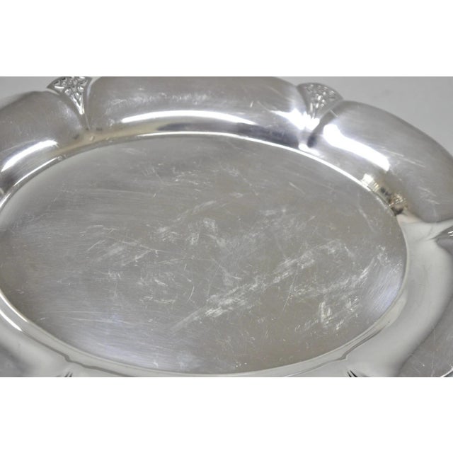 Silver Vintage Art Deco Wm Rogers 411 Silver Plated Small Oval Scalloped 11" Dish Tray For Sale - Image 8 of 12