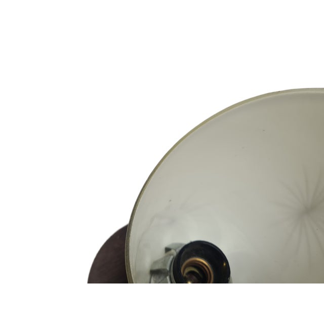 Art Deco Bedside Lamp in Glass, Metal, and Wood, Belgium, 1950s For Sale - Image 6 of 10