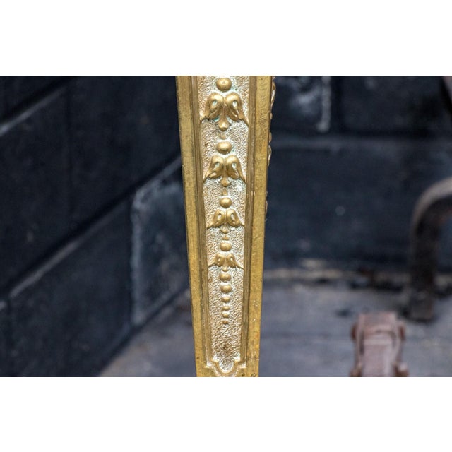 Brass Antique Neoclassical Brass Andirons—A Pair For Sale - Image 8 of 9