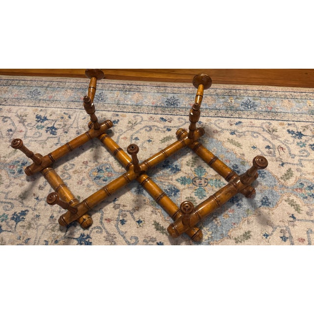Antique French Faux Bamboo Accordion Coat Rack – Vintage Expandable Wall Mounted Peg Hanger For Sale - Image 4 of 5