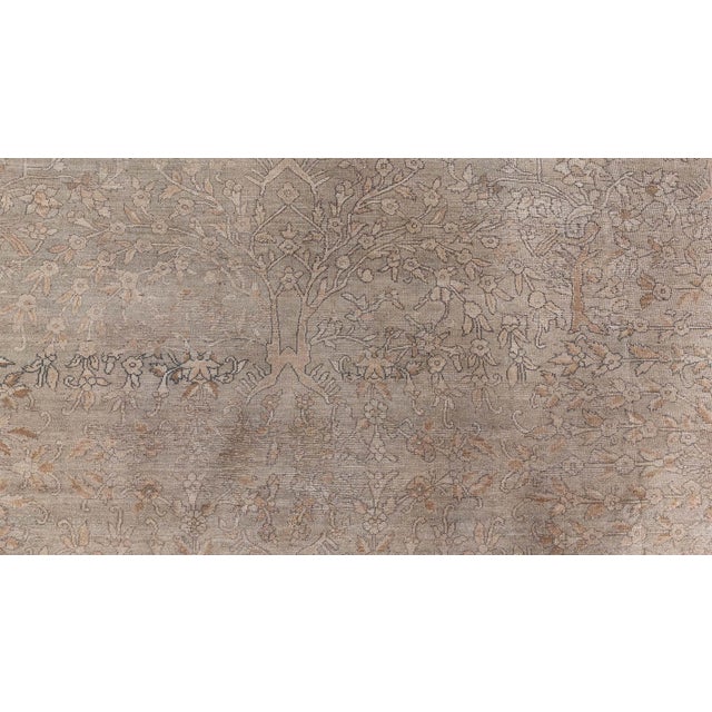 Gray Fine Antique Indian Handmade Wool Rug For Sale - Image 8 of 9
