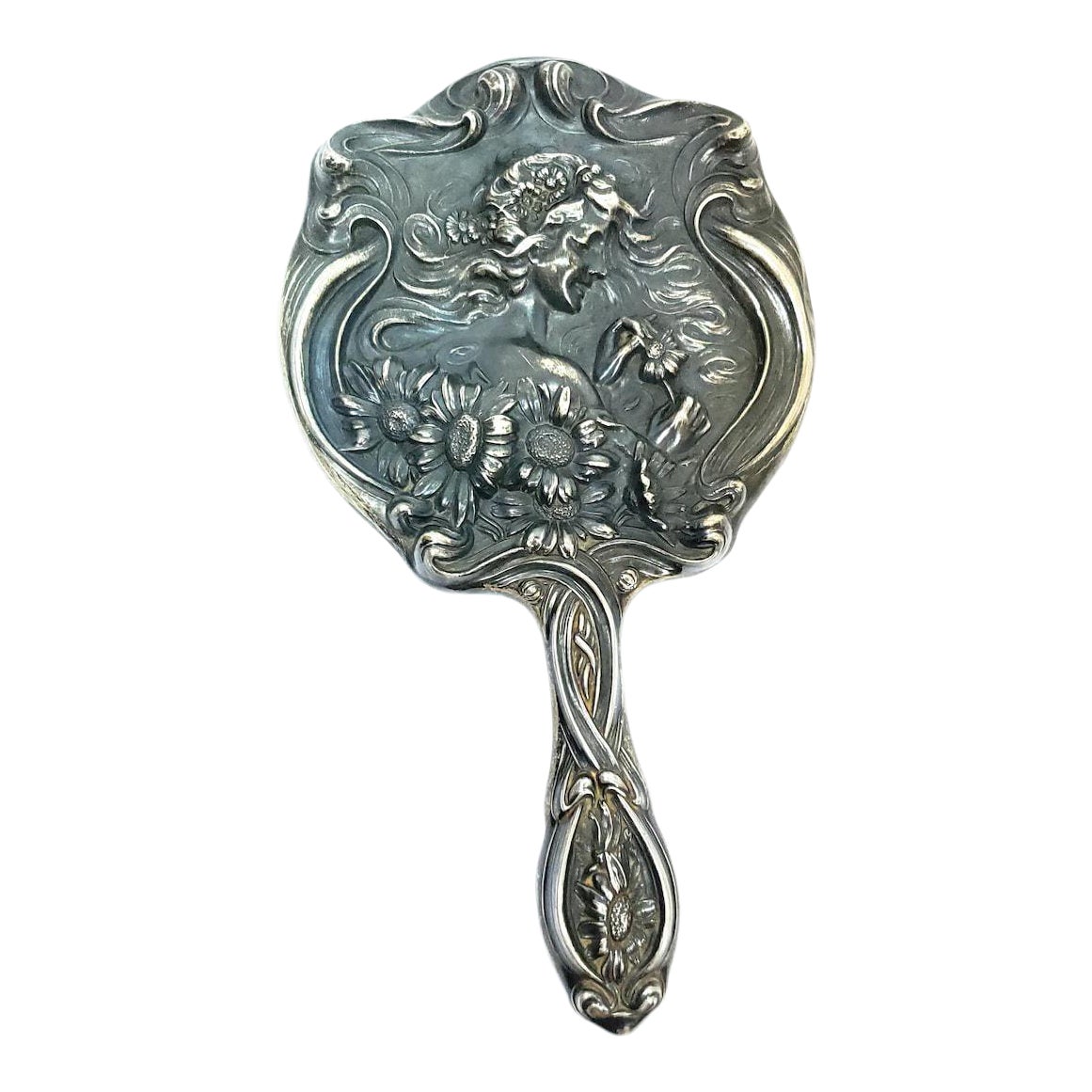 1900s Art Nouveau Unger Brothers Sterling Silver "He Loves Me" Patten ...