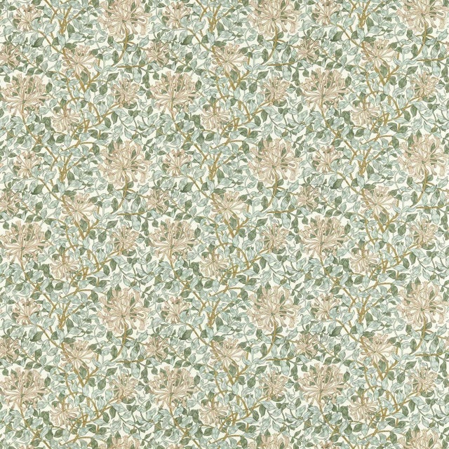 Morris & Co Honeysuckle Fabric in Sage/Clay For Sale