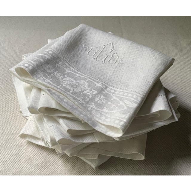Art Deco French Monogrammed Linen Shaving Hand Towels, PSF & BHG Monograms, Set of 8 | C. 1900 For Sale - Image 3 of 18