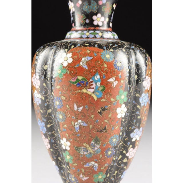 Japanese Pair Late 19th Century Japanese Cloisonne Bud Vases For Sale - Image 3 of 11
