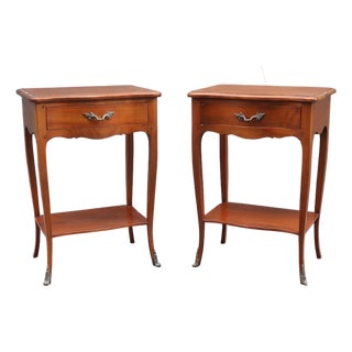 1960s Pair of French Louis XV Style Rosewood Side Tables Attributed to André Mailfert For Sale