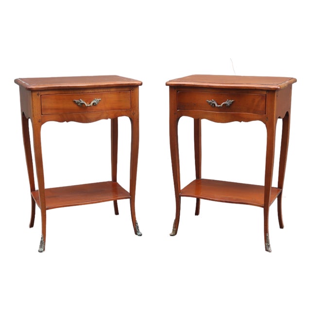 1960s Pair of French Louis XV Style Rosewood Side Tables Attributed to André Mailfert For Sale