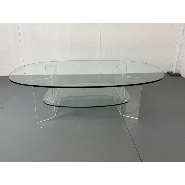 1990s Space Age Italian Modern Glass and Acrylic Coffee Table, 1980s For Sale - Image 5 of 9
