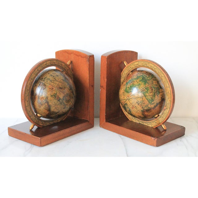 Mid 20th Century Pair of Vintage Old World Globe Bookends For Sale - Image 5 of 12