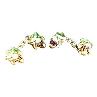 Gold Cufflinks with Reliefs, Set of 2 For Sale