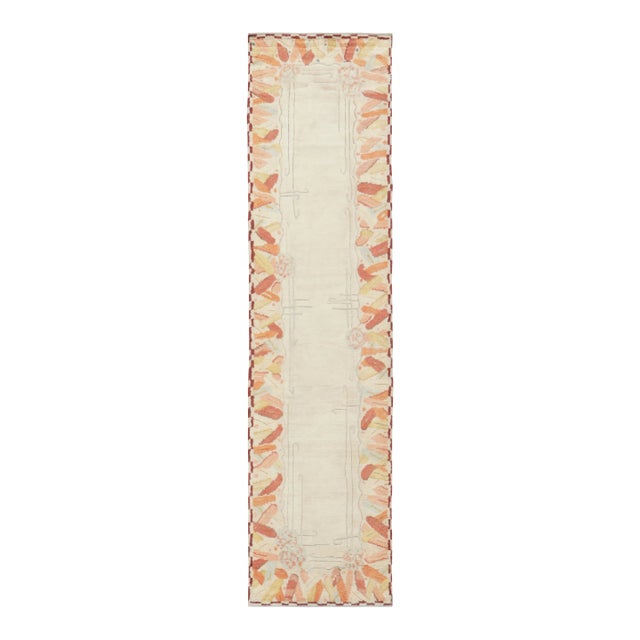 Contemporary French Deco Wool Runner by Rug & Kilim, India For Sale