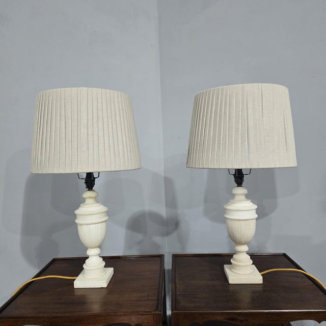 Stone Vintage Marble Table Lamps, 1920, Set of 2 For Sale - Image 7 of 8