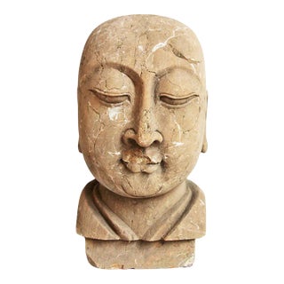 Antique Sandstone Monk Head Statue For Sale