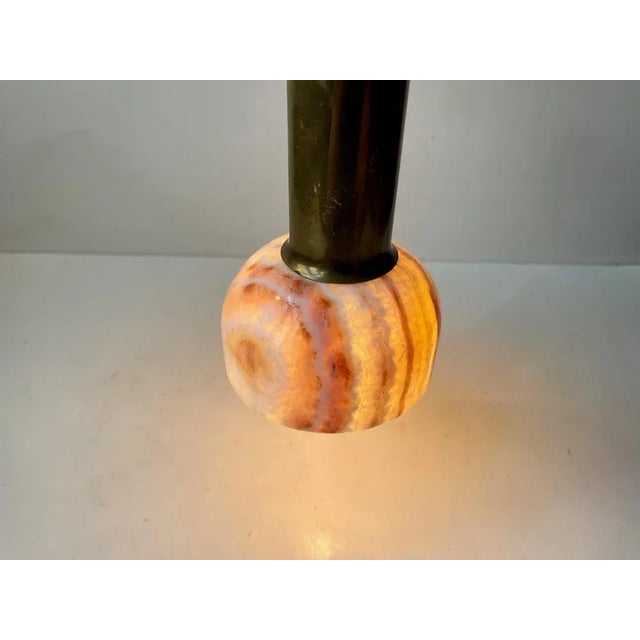 Modern Italian Onyx Marble and Brass Pendant Lamp, 1970s For Sale - Image 6 of 8