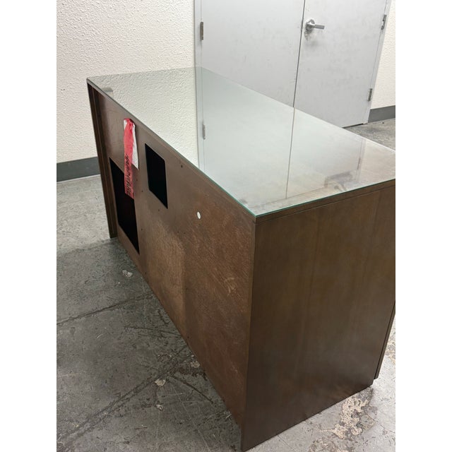Lily Jack Walnut Bespoke Credenza + Glass Top For Sale - Image 4 of 12